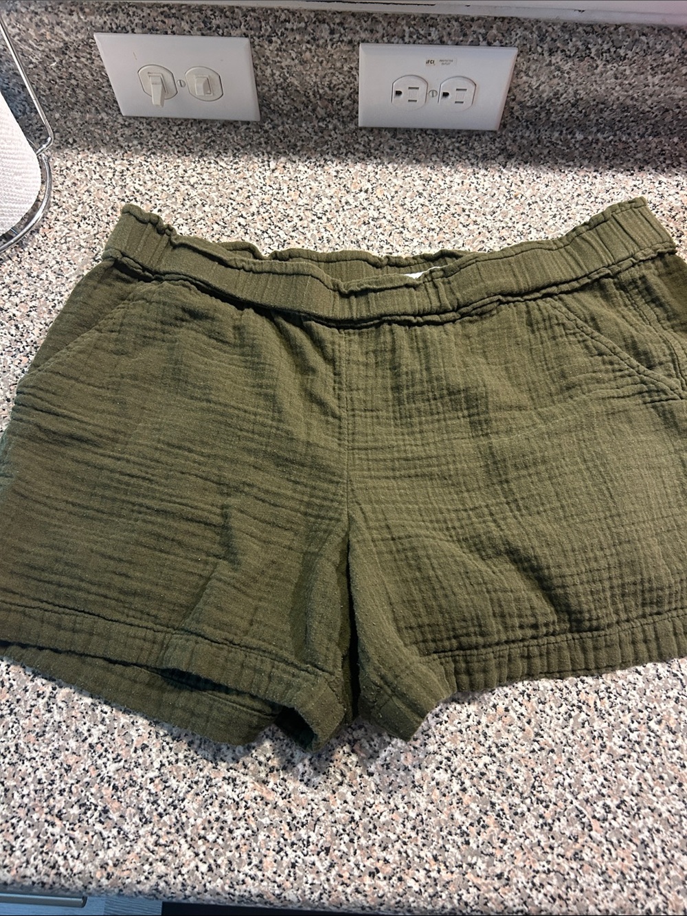 Sonoma Olive Green High-Waist Gauze Pull-On Shorts